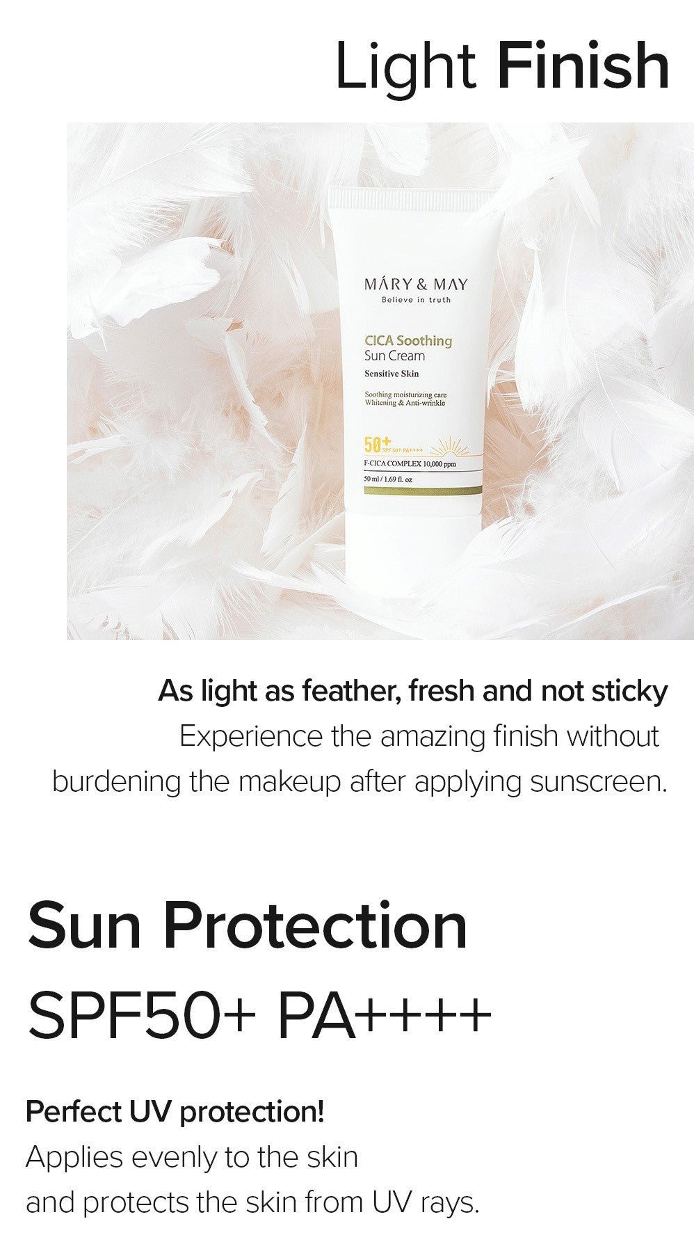 Mary & May Cica Soothing Sun Cream SPF50+ PA++++ - 50ml