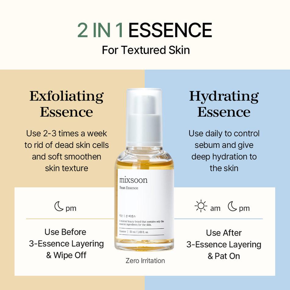 Mixsoon Bean Essence 50ml - Hydrating and Exfoliating Skin Essence with Fermented Bean and Natural Antioxidants