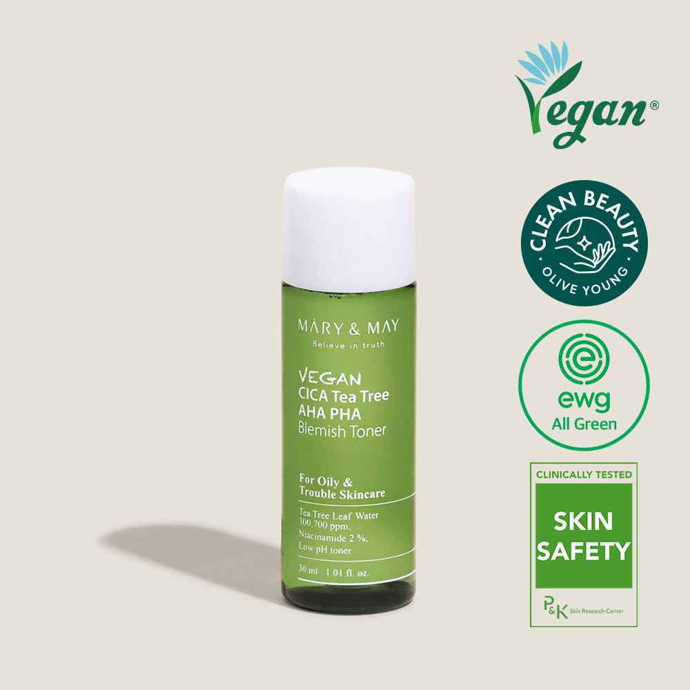 Mary & May Vegan CICA Tea Tree AHA PHA Blemish Toner - 30ml Miniature