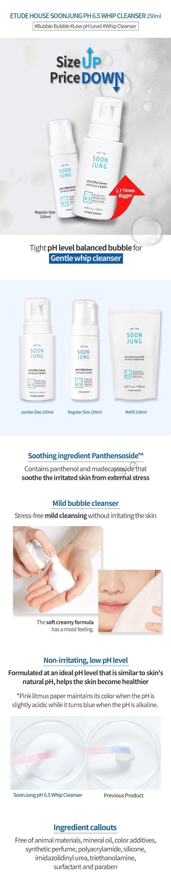 [EtudeHouse] SoonJung pH 6.5 Whip Cleanser 250ml Gotta Glow