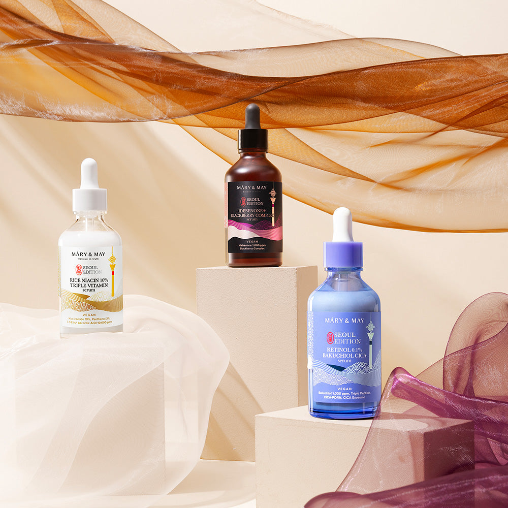 Mary & May Idebenone + Blackberry Complex Serum 80ml + Rice Niacin 10% Triple Vitamin Serum 80ml + Retinol 0.1% Bakuchiol Cica Serum 80ml