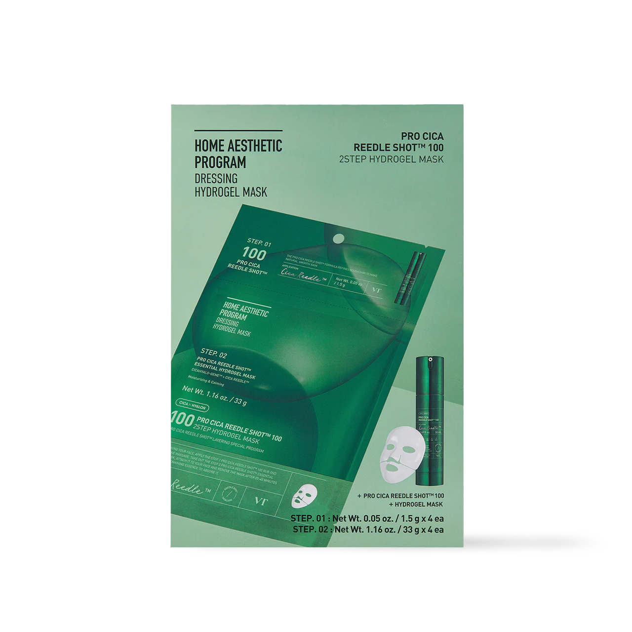 [VT Cosmetics] PRO CICA Reedle Shot 100 2STEP Hydrogel Mask - 2type Gotta Glow