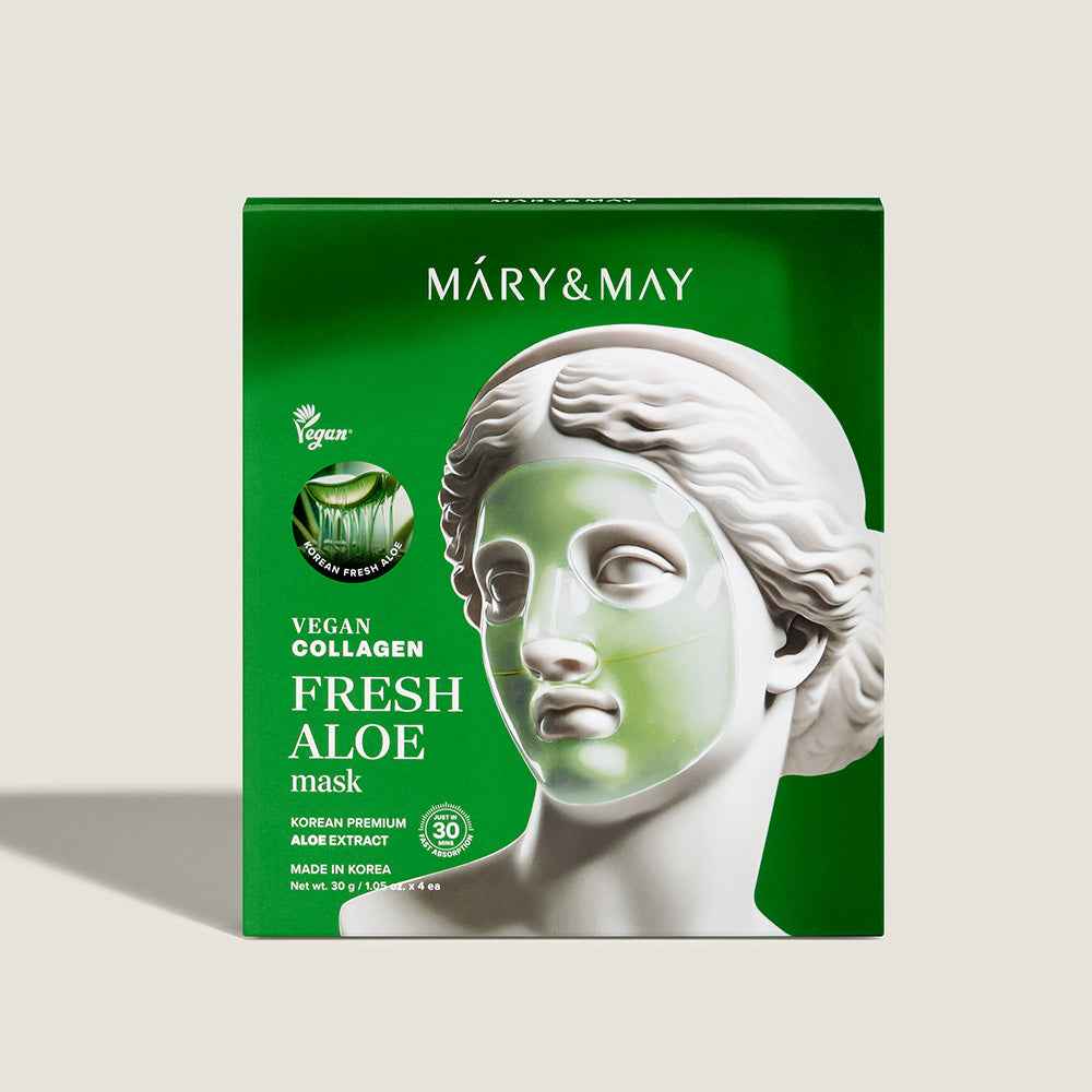 Mary & May Vegan Collagen Fresh Aloe Mask (30g x 4 Sheets)