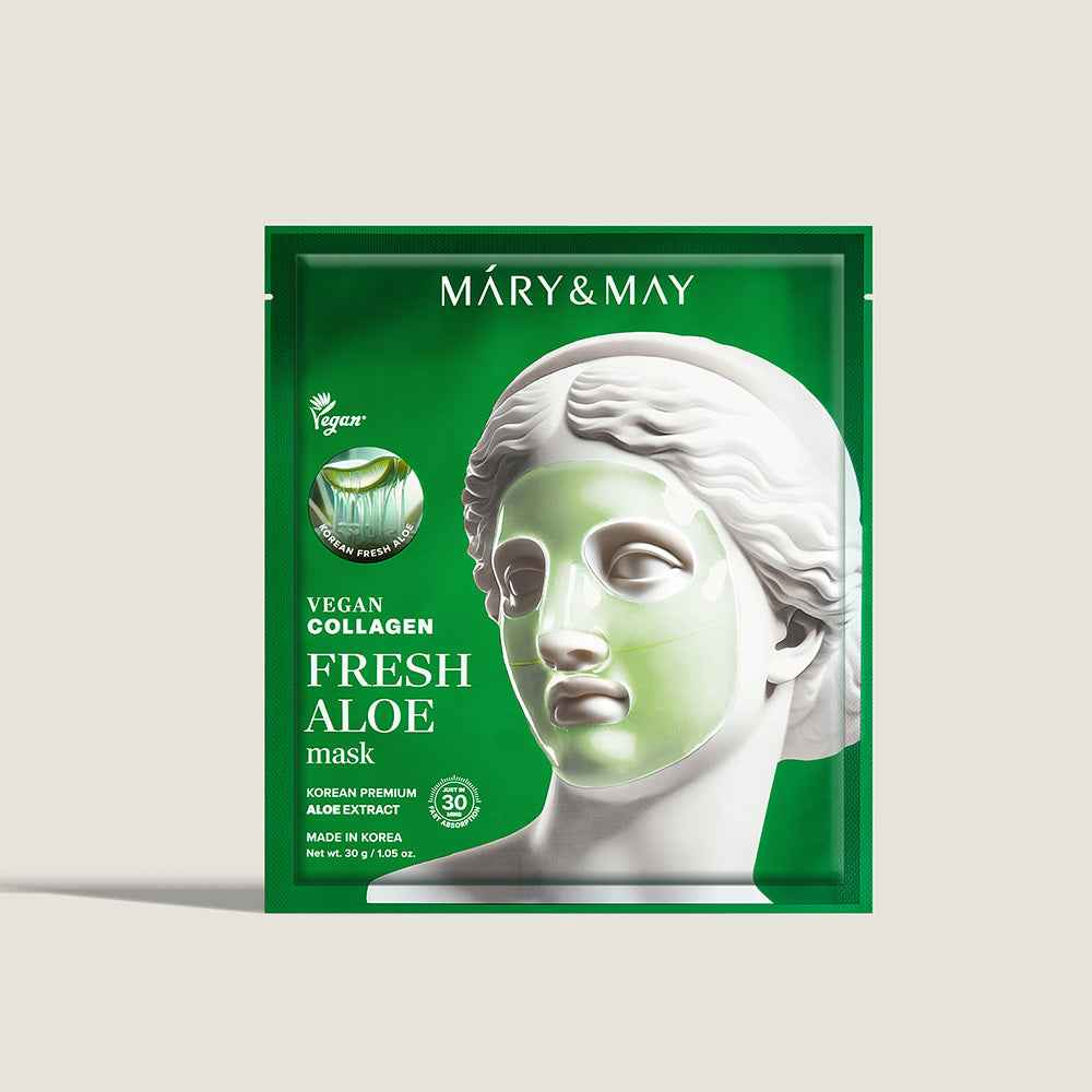 Mary & May Vegan Collagen Fresh Aloe Mask (30g x 4 Sheets)
