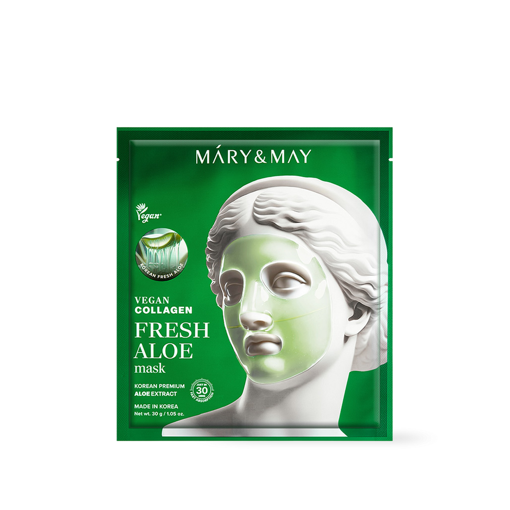 Mary & May Vegan Collagen Fresh Aloe Mask (30g x 4 Sheets)