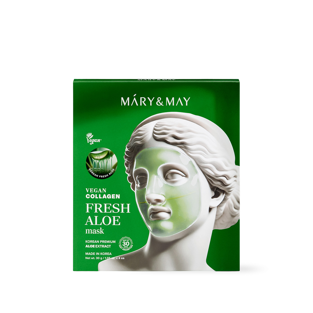 Mary & May Vegan Collagen Fresh Aloe Mask (30g x 4 Sheets)