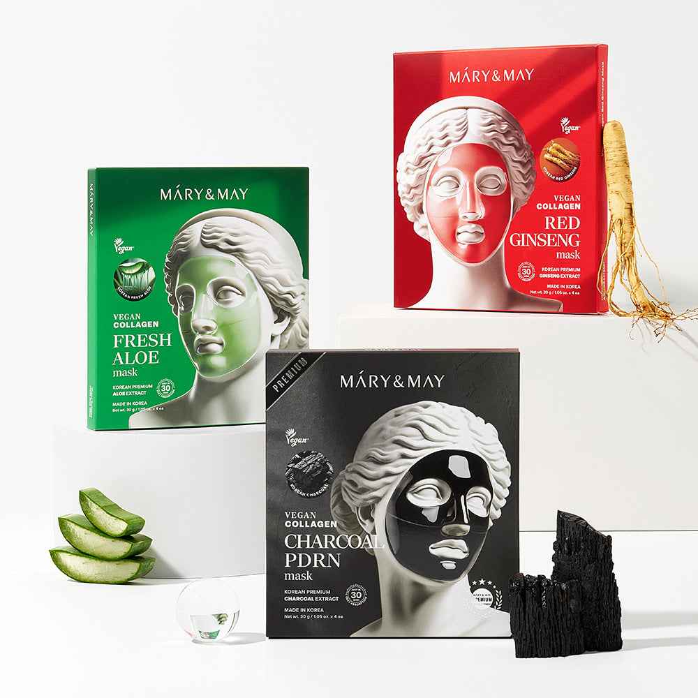Mary & May Vegan Collagen Red Ginseng Hydrogel Mask (30g x 4 Sheets)