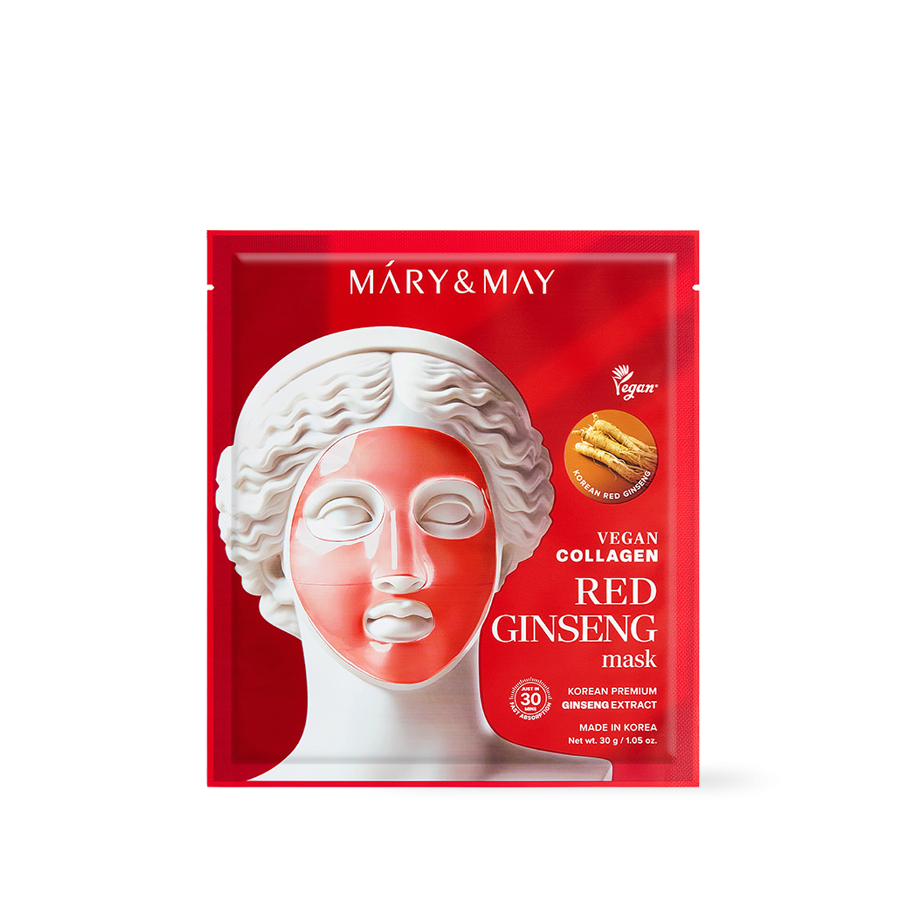 Mary & May Vegan Collagen Red Ginseng Hydrogel Mask (30g x 4 Sheets)