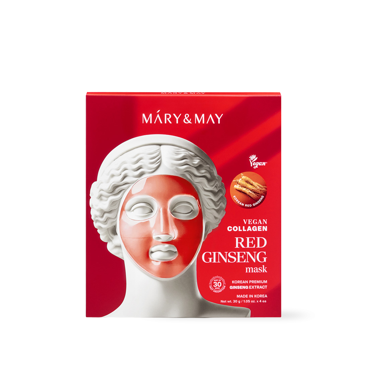 Mary & May Vegan Collagen Red Ginseng Hydrogel Mask (30g x 4 Sheets)