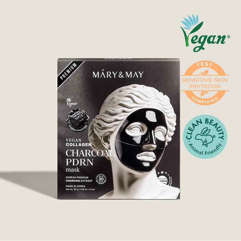 Mary & May Vegan Collagen Charcoal PDRN Hydrogel Mask (30g x 4 Sheets)