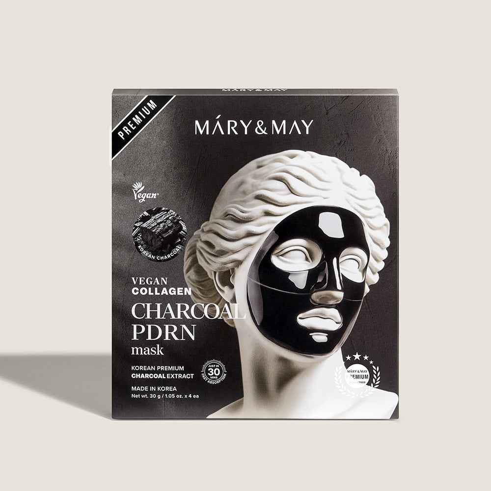 Mary & May Vegan Collagen Charcoal PDRN Hydrogel Mask (30g x 4 Sheets)