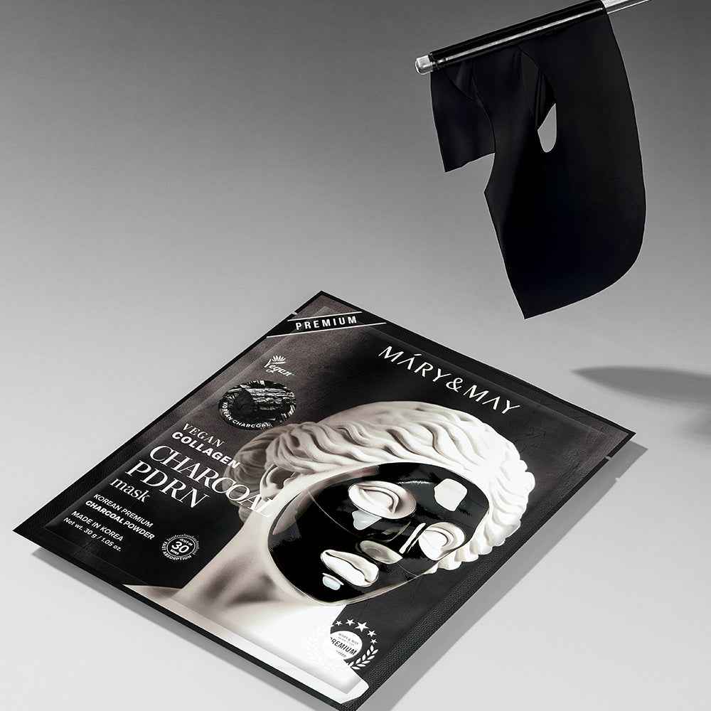 Mary & May Vegan Collagen Charcoal PDRN Hydrogel Mask (30g x 4 Sheets)