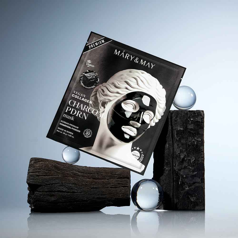 Mary & May Vegan Collagen Charcoal PDRN Hydrogel Mask (30g x 4 Sheets)