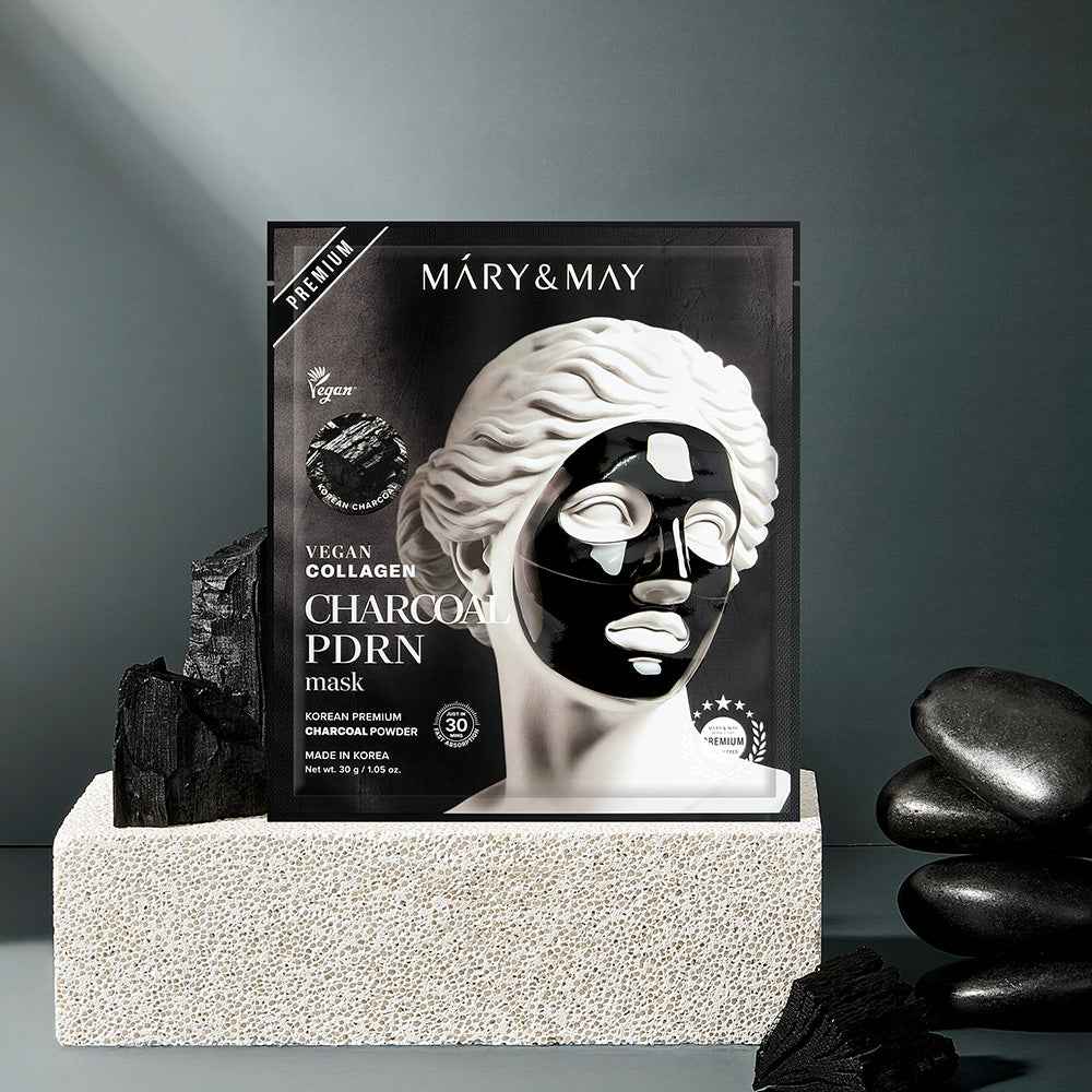 Mary & May Vegan Collagen Charcoal PDRN Hydrogel Mask (30g x 4 Sheets)