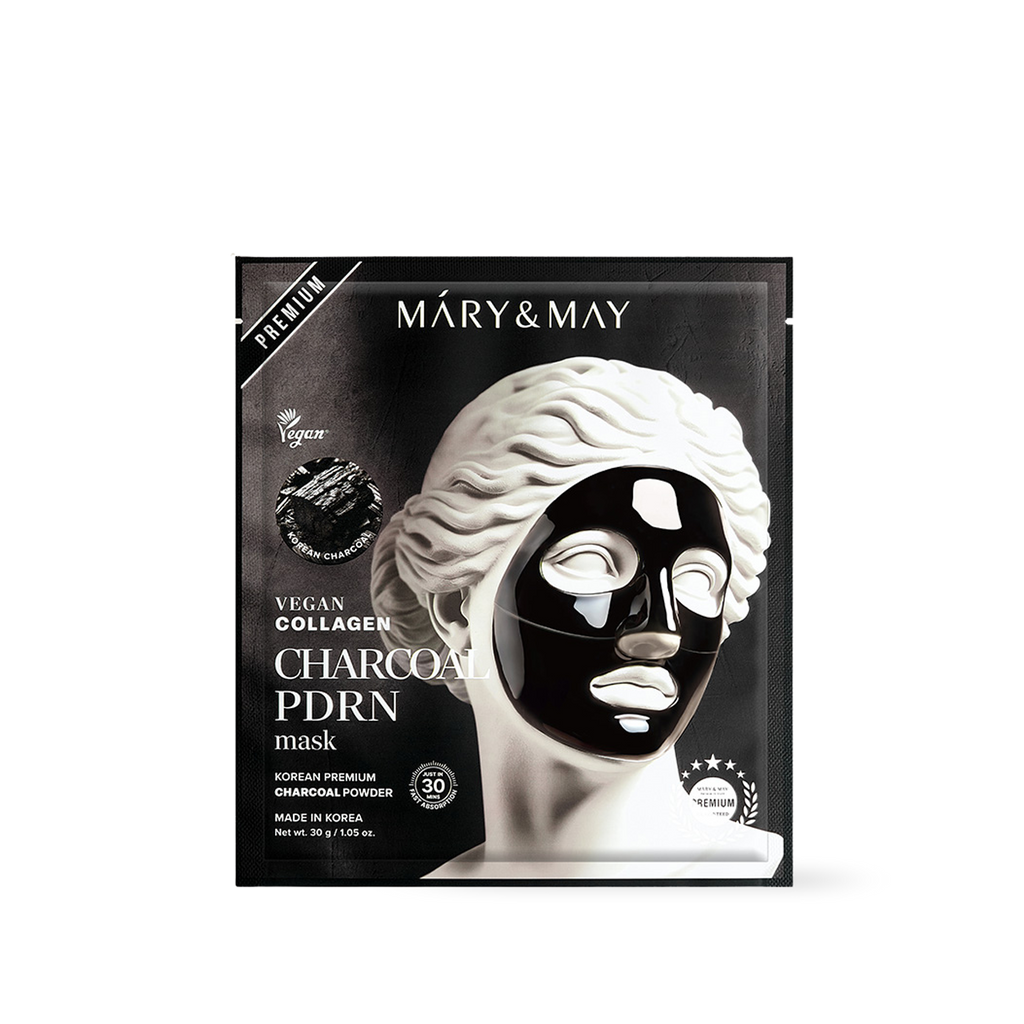 Mary & May Vegan Collagen Charcoal PDRN Hydrogel Mask (30g x 4 Sheets)