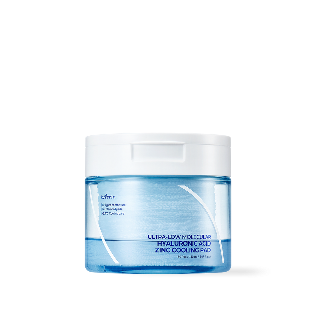 Isntree Ultra-Low Molecular Weight Hyaluronic Acid Zinc Cooling Pads, 150ml, 60 Pads