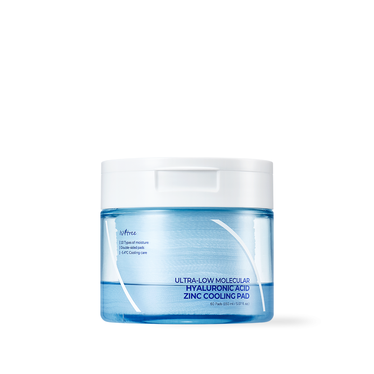 Isntree Ultra-Low Molecular Weight Hyaluronic Acid Zinc Cooling Pads, 150ml, 60 Pads