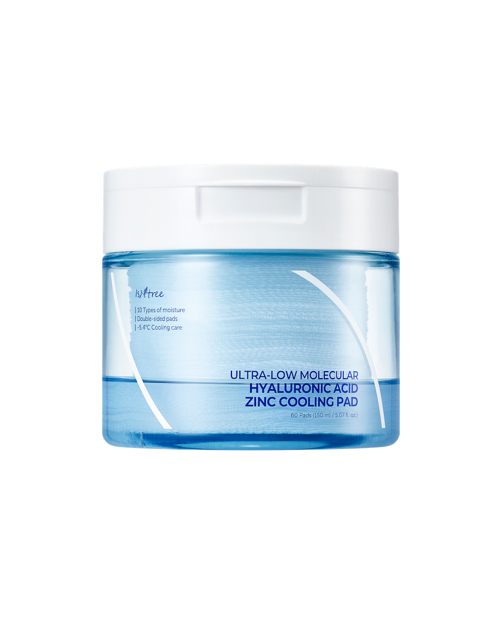 Isntree Ultra-Low Molecular Weight Hyaluronic Acid Zinc Cooling Pads, 150ml, 60 Pads