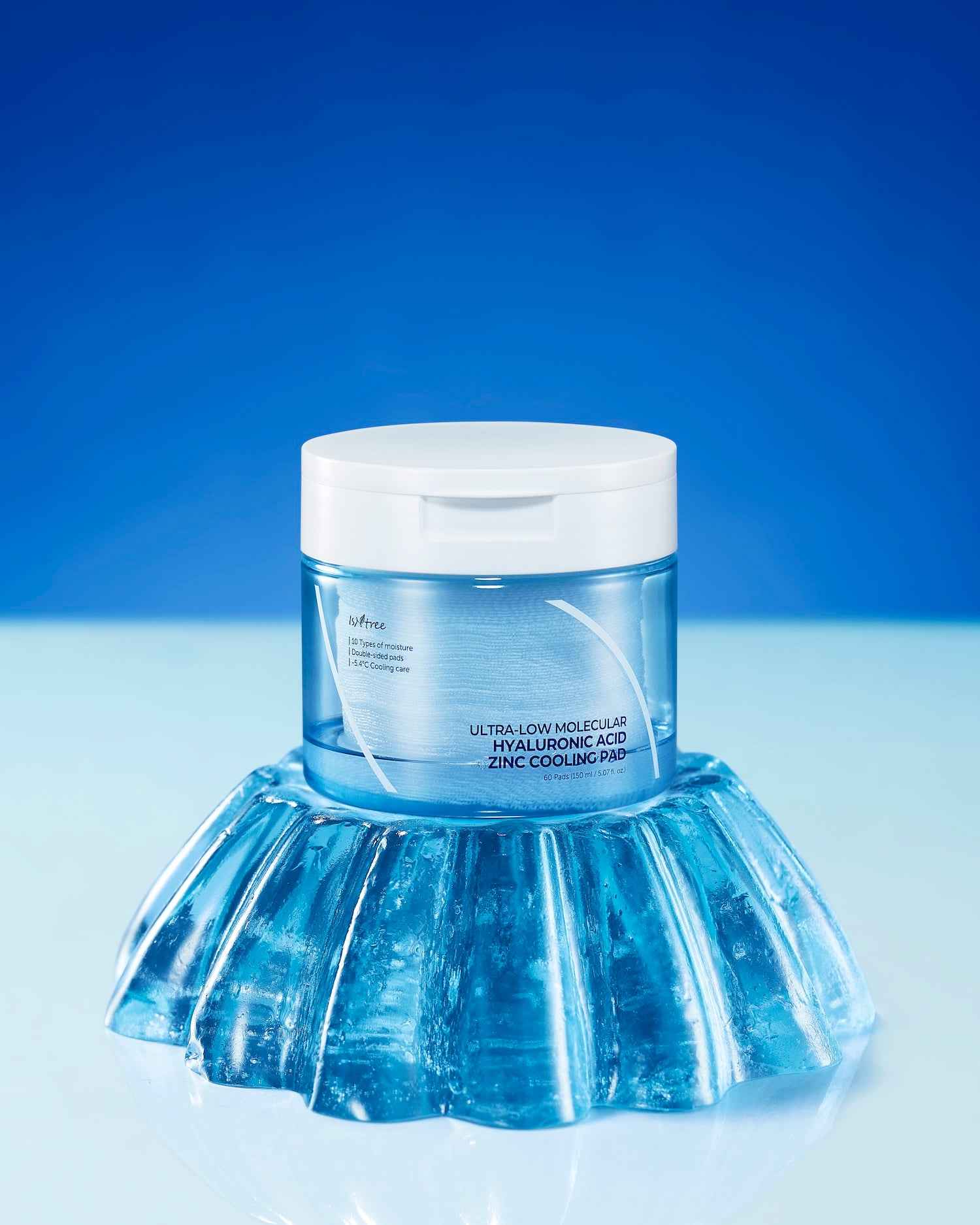 Isntree Ultra-Low Molecular Weight Hyaluronic Acid Zinc Cooling Pads, 150ml, 60 Pads