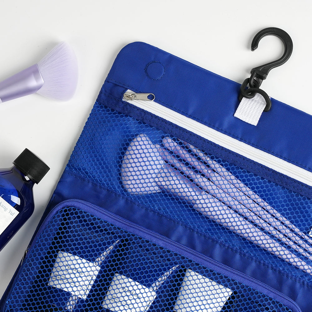 Pyunkang Yul Travel Pouch – Durable, Foldable 3-Section Organizer with Hanging Hook and Breathable Mesh