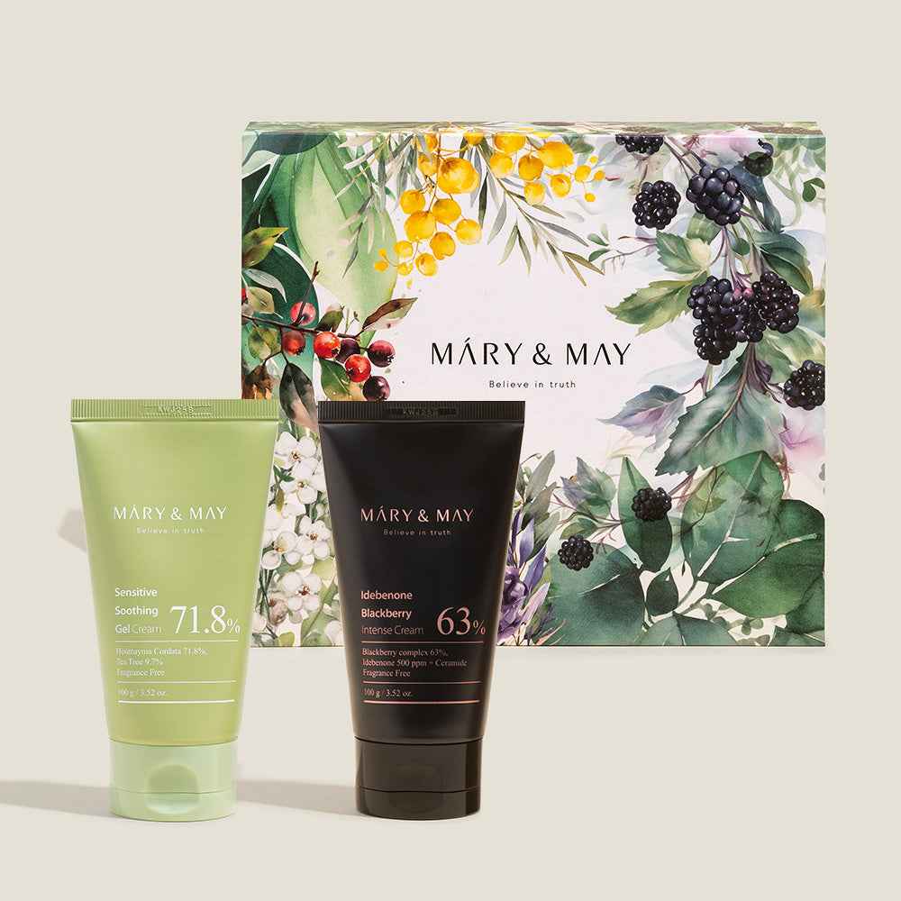 Mary & May Sensitive Soothing Gel Cream and Idebenone Blackberry Intense Cream Duo Set 100g x 2