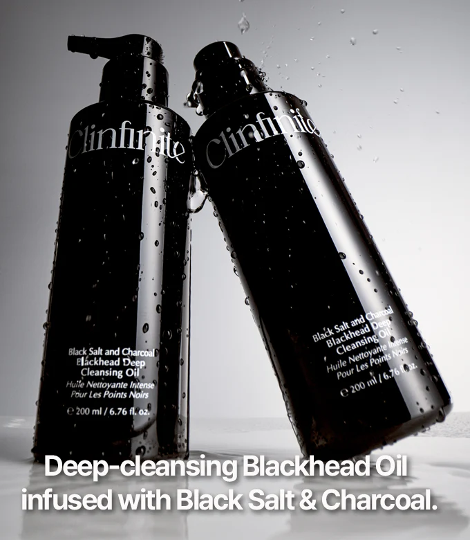 Clinfinite Black Salt and Charcoal Deep Cleansing Oil for Blackheads, 200ml
