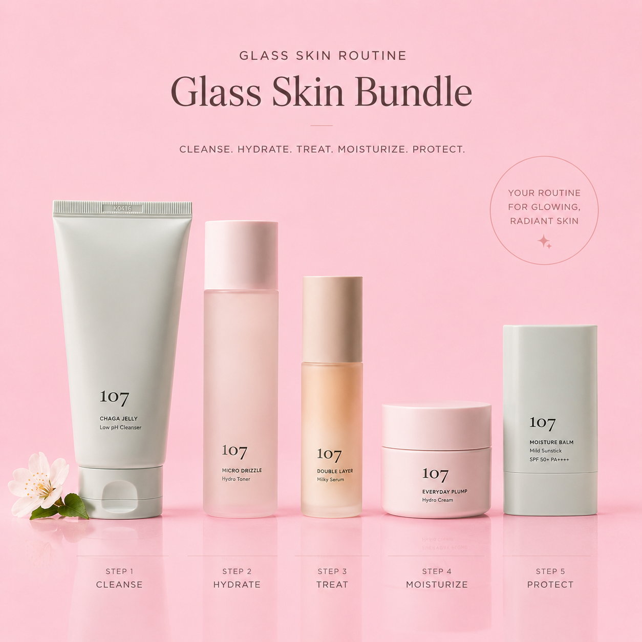 107 Glass Skin Bundle for Radiant and Hydrated Complexion