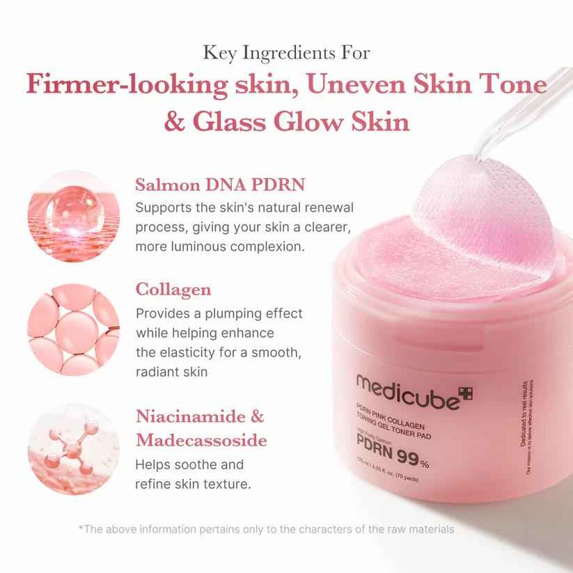 Medicube PDRN Pink Collagen Toning Gel Pad 70pcs